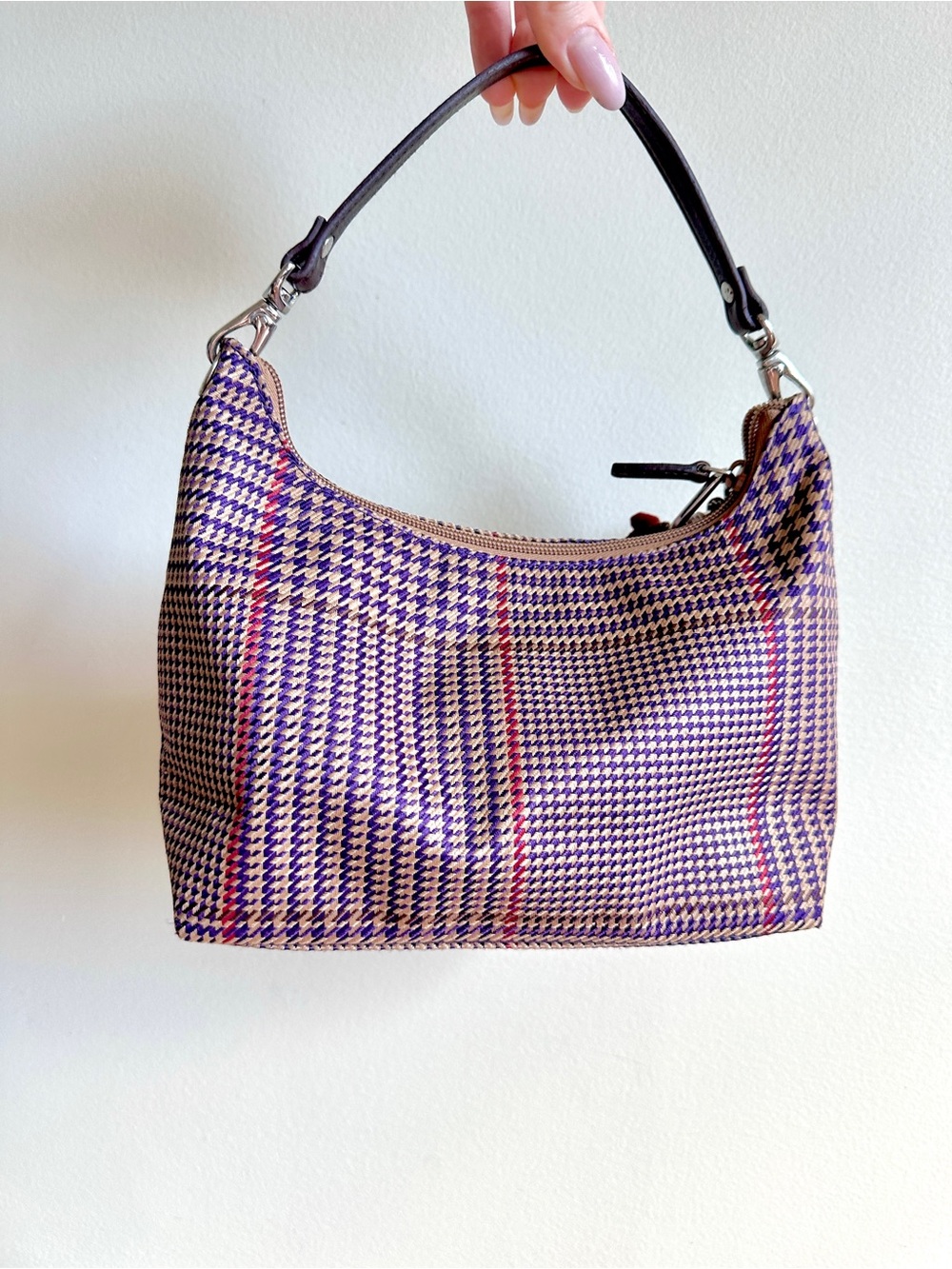 Ralph Lauren Purple and Brown Plaid Mini Bag with Charm - Picture 3 of 12